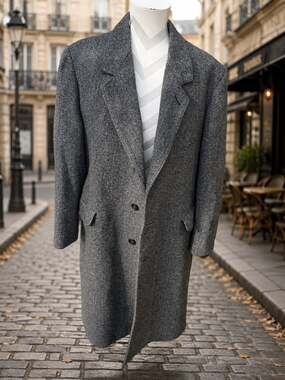 Wool Overcoat Size 44 Botany 500 Vintage 80% Herringbone